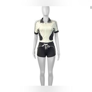 Black and Cream Athletic Set